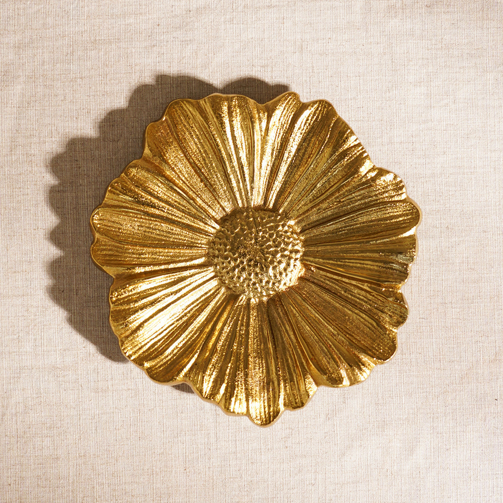 Gold Metal Flower Decorative Platter - Small