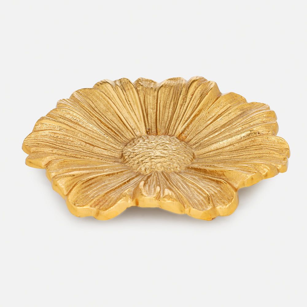 Gold Metal Flower Decorative Platter - Small