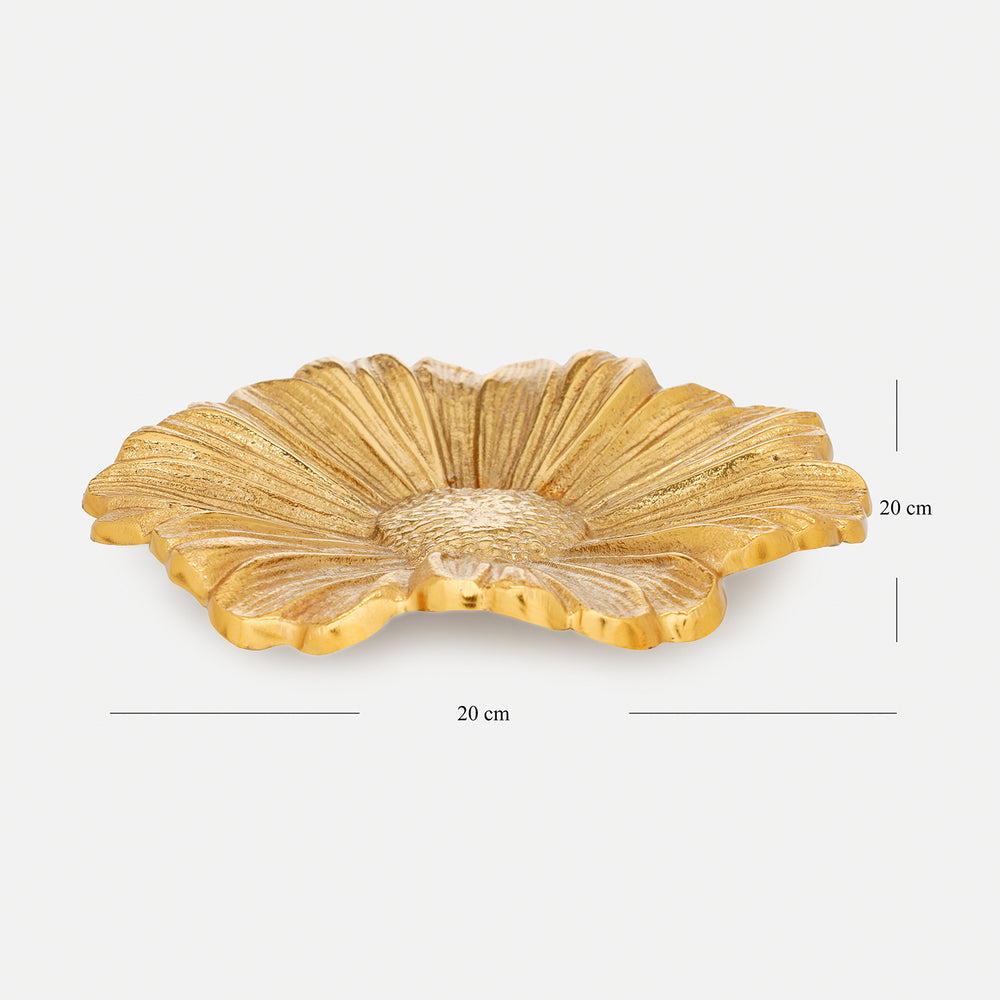 Gold Metal Flower Decorative Platter - Small