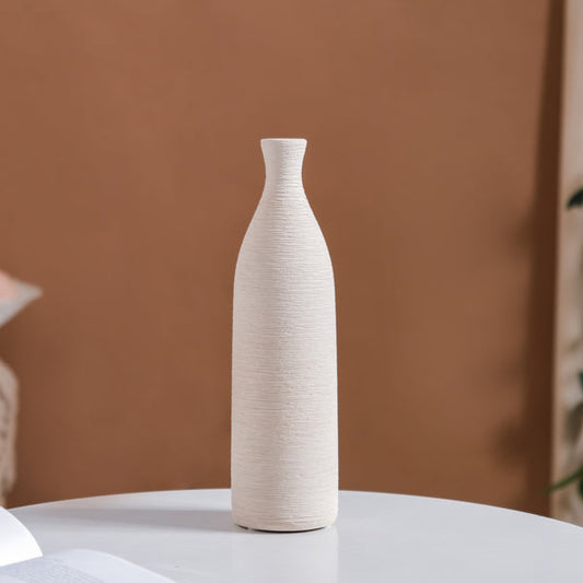 Textured Tall Off White Resin Vase