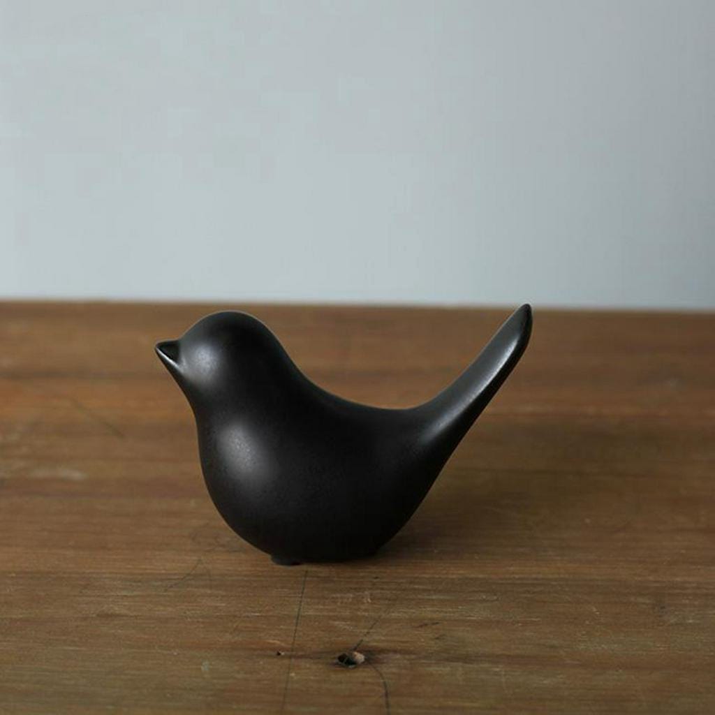 Ceramic Bird Showpiece Black Set Of 2 - Nesting Homes